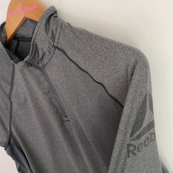 REEBOK 1/4 ZIP PULLOVER Long Sleeve Black Shirt, M - Picture 3 of 6